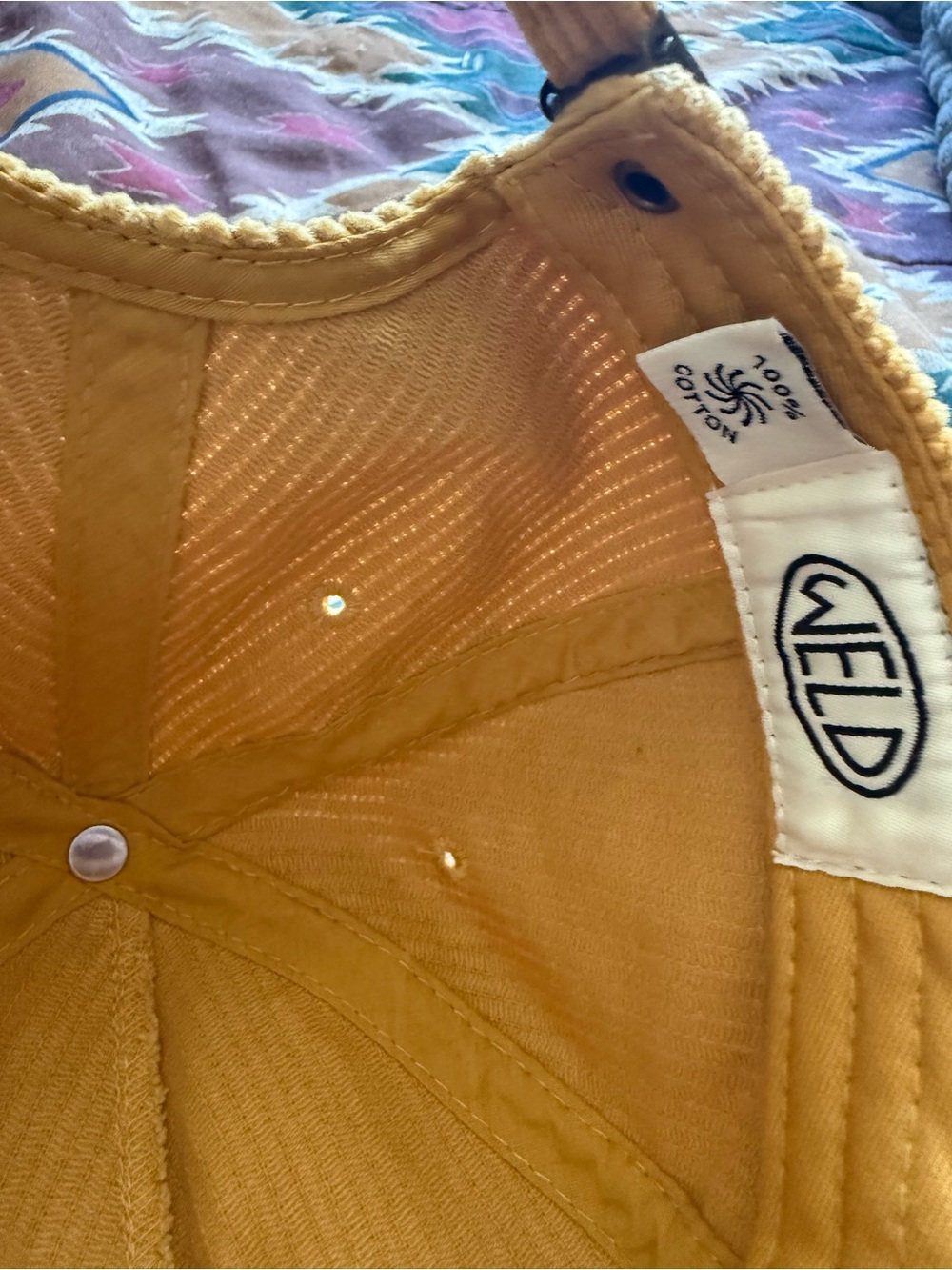 Weld Mustard Corduroy Baseball Cap - Yellow - Picture 3 of 5